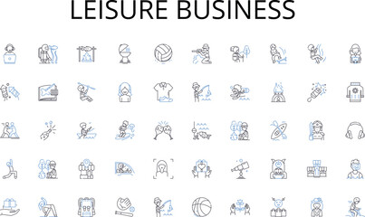 Leisure business line icons collection. Smartph, Tablet, Laptop, Computer, Smartwatch, Fitness-tracker, Earbuds vector and linear illustration. Headphs,Virtual assistant,Smart TV outline signs set