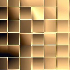 golden squares abstract background geometric with generative AI