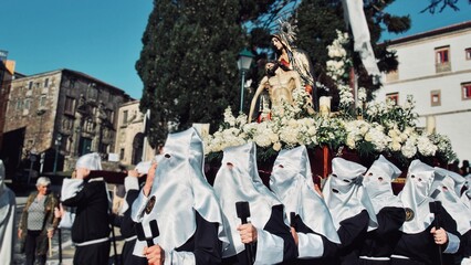 Traditional costumes during the Easter celebrations in Santiago de Compostela, Spain