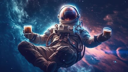 Interstellar Brew: The Astronaut's Guide to Enjoying Coffee in Space, astronaut drink coffee, generative ai