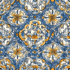 Seamless pattern with ceramic tile pattern. Absrtract decorative porcelain tile.