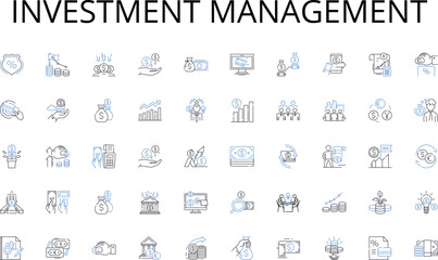 Investment management line icons collection. ollaborationInnovationCreativeIdeasProductivityTeamworkDivergentConvergentImaginativeInspirationConceptsOut-of-the
