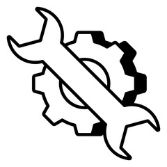 Editable design icon of repair tools, gear with spanner