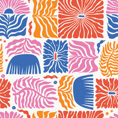abstract floral seamless pattern with matisse inspired flowers and leaves. Good for wrapping paper, textile prints, wallpaper, scrapbooking, stationary, etc. EPS 10