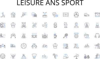 Leisure ans sport line icons collection. Wellness, Medicine, Prevention, Therapy, Diagnosis, Treatment, Recovery vector and linear illustration. Rehabilitation,Infection,Immunization outline signs set