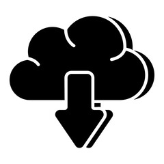 Conceptual solid design icon of cloud download