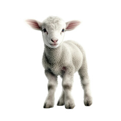 Fototapeta premium Cute baby lamb. Transparent isolated background. AI generated