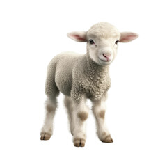 Fototapeta premium Cute baby lamb. Transparent isolated background. AI generated