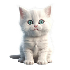 Cute baby smiling cat. Transparent isolated background. AI generated