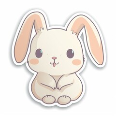 Fototapeta premium A cute cartoon rabbit sticker with a white background, exuding playful and cheerful vibes. The rabbit is depicted in a delightful and animated pose, Generative AI