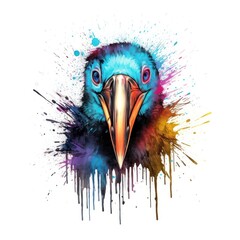 Colorful Penguin Head in Dark Bronze and Azure Neonpunk Style for Posters and Web. Generative AI