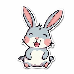 Fototapeta na wymiar A cute cartoon rabbit sticker with a white background, exuding playful and cheerful vibes. The rabbit is depicted in a delightful and animated pose, Generative AI