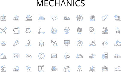Mechanics line icons collection. Wealth, Abundance, Fortune, Success, Prosperity, Riches, Affluence vector and linear illustration. Opulence,Luxury,Flourishing outline signs set