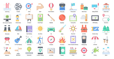 Adventure Hobbies Flat Iconset Sport Hobby Color Icon Bundle