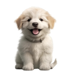 Fototapeta Cute baby smiling puppy. Small dog pets. Transparent isolated background. AI generated obraz