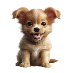 Cute baby smiling puppy. Small dog pets. Transparent isolated background. AI generated