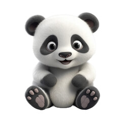 Plakat Cute baby smiling panda. Transparent isolated background. AI generated