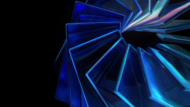 Abstract background with glass reflections. Loop 3d animation of modern material design