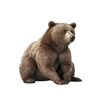 Cute bear. Transparent isolated background. AI generated