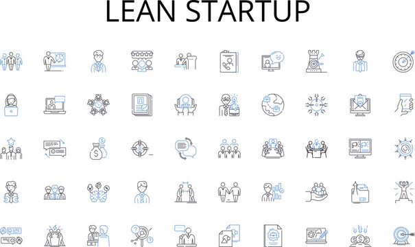 Lean startup line icons collection. Innovation, Disruption, Solutions, Automation, Integration, Transformation, Digitalization vector and linear illustration. Cybersecurity,Efficiency,Optimization
