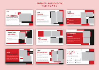 Minimalist modern powerpoint editable presentation template set of fashion slid design