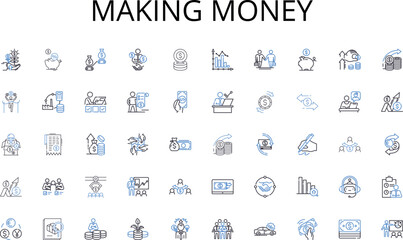 Making money line icons collection. Air, Climate, Environment, Pollution, Humidity, Weather, Oz vector and linear illustration. Smog,Breath,Serenity outline signs set