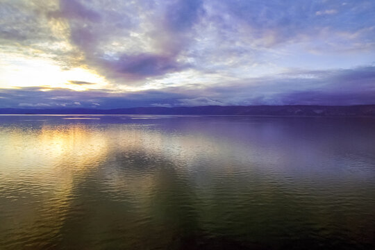 Sunset on Lake Baikal, beautiful skyline landscape. © bogdim