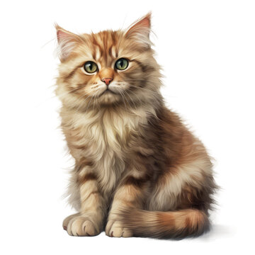 Cute cat pets. Transparent isolated background. AI generated