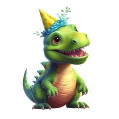 Plakat Cute Dino birthday. Transparent isolated background. AI generated