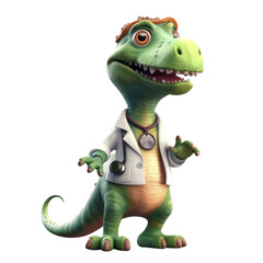 Fototapeta premium Cute Dino doctor. Transparent isolated background. AI generated