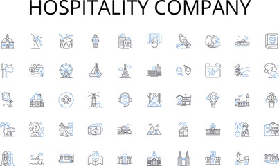 Hospitality company line icons collection. Investment, Asset, Growth, Portfolio, Returns, Capital, Shares vector and linear illustration. Diversification,Performance,Stocks outline signs set