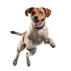 Fototapeta Cute jumping dog. Transparent isolated background. AI generated obraz