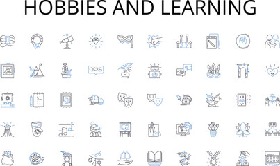 Hobbies and learning line icons collection. Empathy, Kindness, Generosity, Compassion, Patience, Support, Altruism vector and linear illustration. Charity,Philanthropy,Volunteering outline signs set