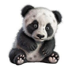 Cute baby panda bear. Transparent isolated background. AI generated