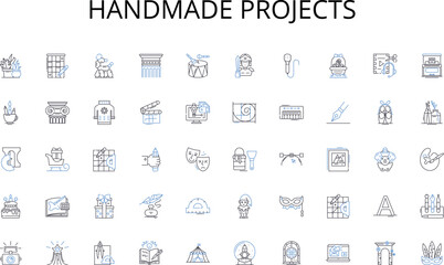 Handmade projects line icons collection. Frugality, Planning, Analysis, Organization, Savings, Efficiency, Control vector and linear illustration. Accountability,Consistency,Prioritization outline