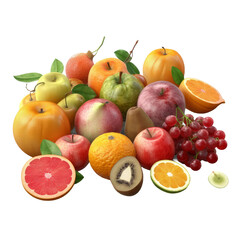 Fruits group. Transparent isolated background. AI generated
