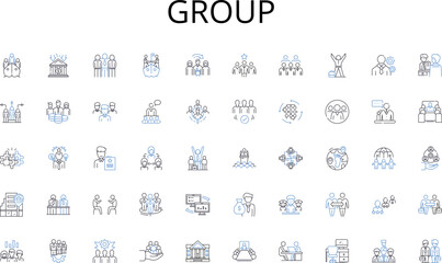 Group line icons collection. Artificial, Smart, Automation, Machine, Learning, Cognitive, Genius vector and linear illustration. Virtual,Knowledge,Intelligent outline signs set