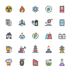 Icon set - energy and power full color outline stroke