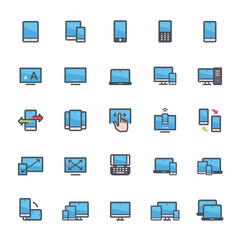 Icon set - device and responsive outline stroke full color
