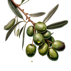 Olive branch. Transparent isolated background. AI generated