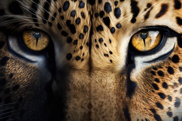 Eye of leopard close-up. Portrait of wild animal