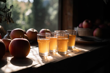 Fresh apple juice in the morning. Generative AI
