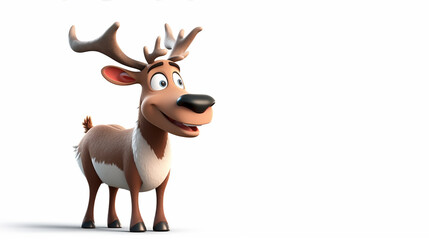 A Merry 3D Illustration of a Playful Young Reindeer, Perfect for Adding a Touch of Holiday Magic to Your Design Work