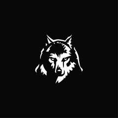 Obraz premium white wolf head silhouette vector black background