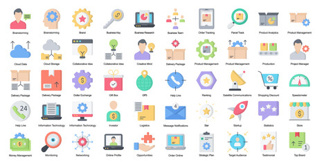 Product Management Flat Iconset Business Research Color Icon Bundle