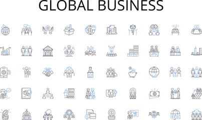 Global business line icons collection. Assessment, Appraisal, Scrutiny, Inspection, Review, Study, Examination vector and linear illustration. Audit,Diagnosis,Feedback outline signs set
