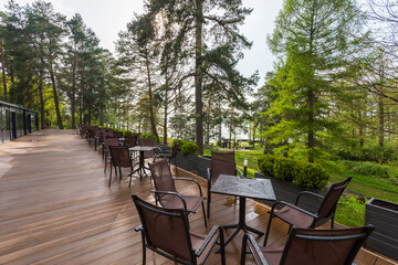 table and chairs in garden