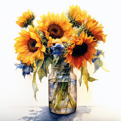 sunflowers in vase - Generative AI
