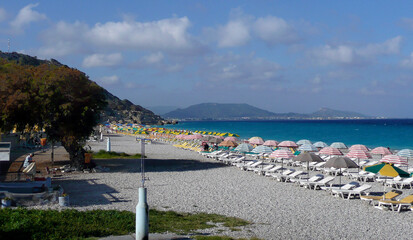 Obraz premium Panoramic of a beach on the island of Rhodes, Greece