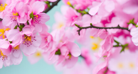 Fototapeta na wymiar Pink cherry blossoms, Generative AI 